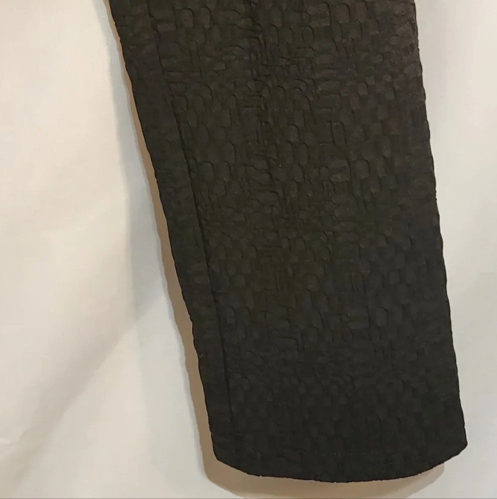 Joseph Ribkoff Jacquard Pants Size 8 Black Charcoal Front Zip No Pockets VGUC - Picture 10 of 11